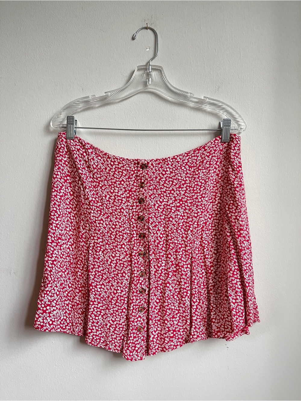 American Eagle Outfitters Pink Floral Button-Front Mini Skirt